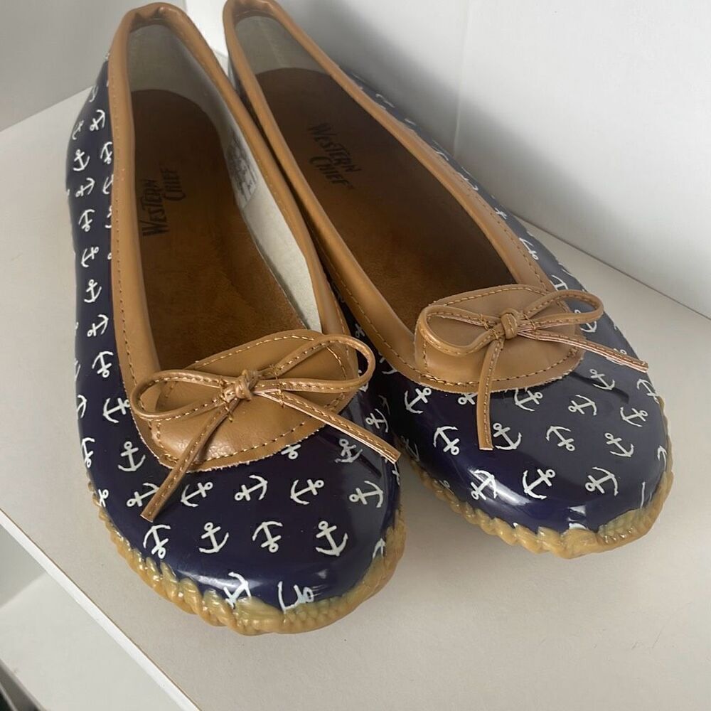 Anchor Nautical Print Rain Skimmer Flats 10